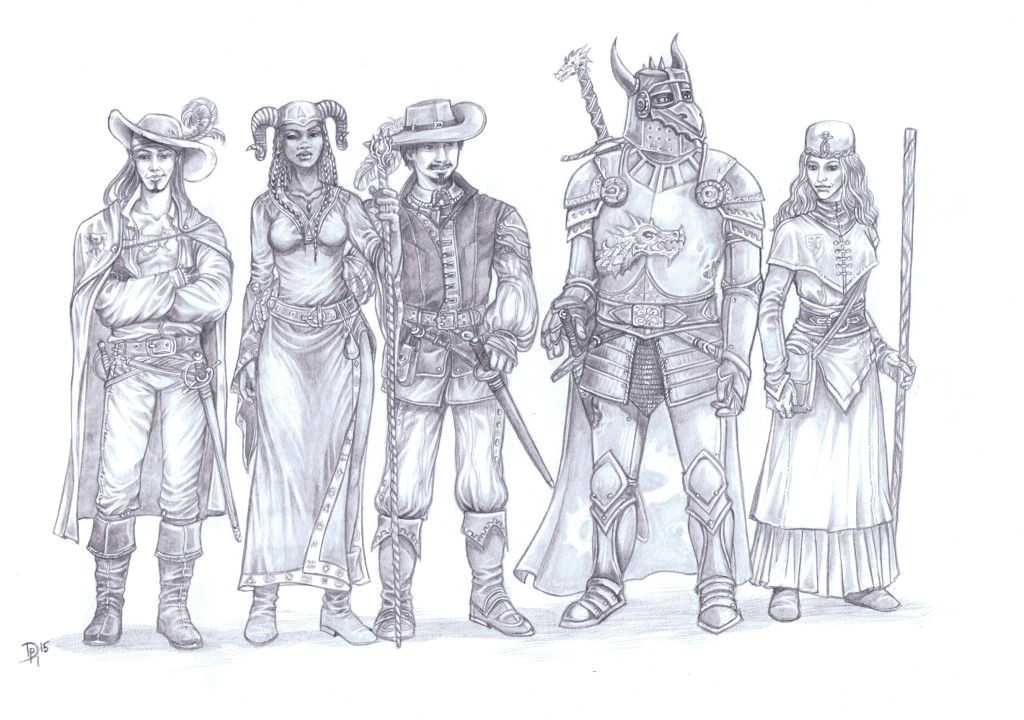 5helden fertig avatar world science fiction art fantasy rpg dungeons and dragons character