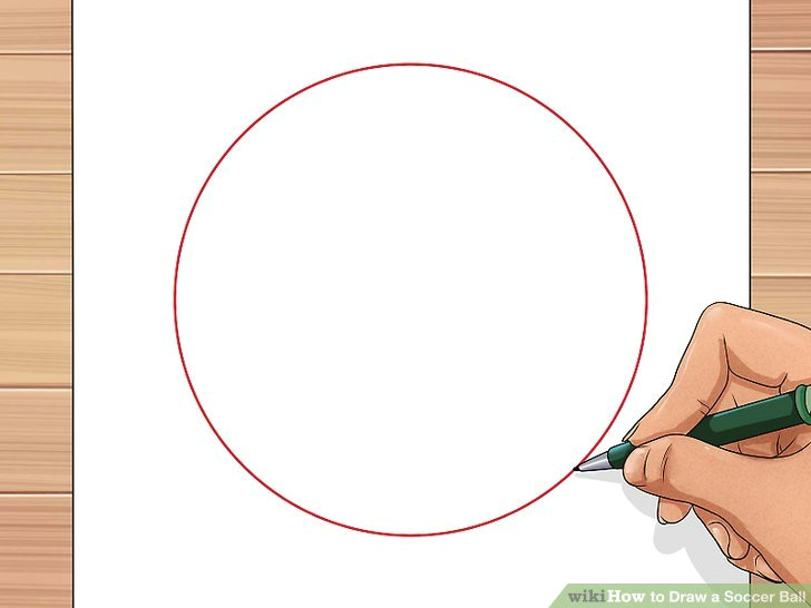 image titled draw a soccer ball step 1