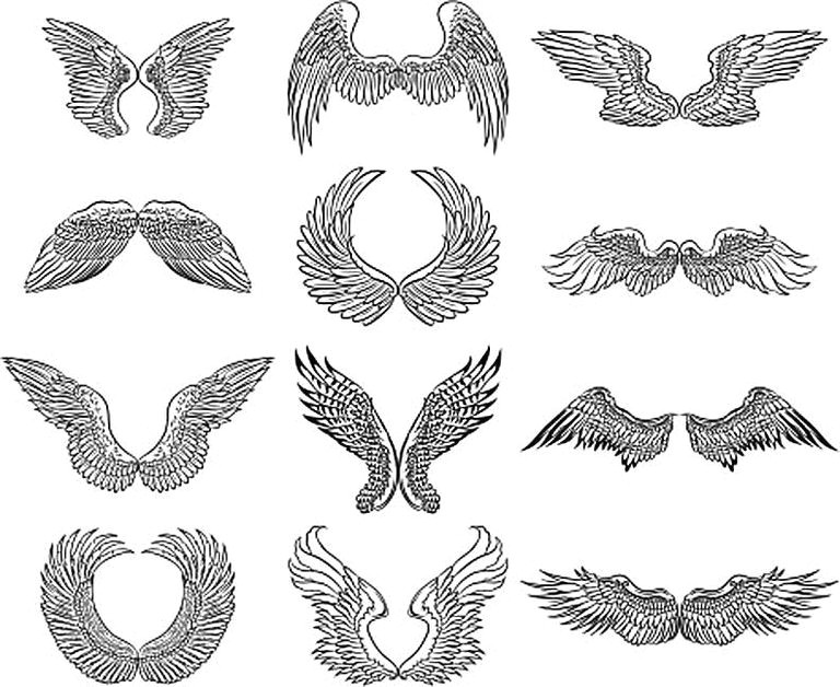 drawings of angel wings