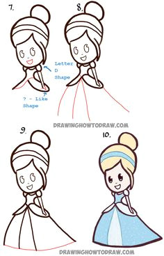 how to draw cute baby chibi cinderella easy step by step drawing tutorial