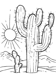 desert sunset coloring pages cactus at deser
