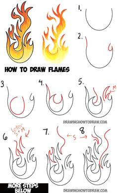how to draw flames and drawing cartoon fire drawing tutorial