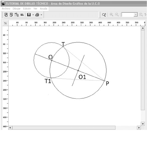 first step of drawing tangent lines from point p exterior to a circle of center o