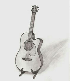 guitar on stand music drawings drawing sketches pencil drawings
