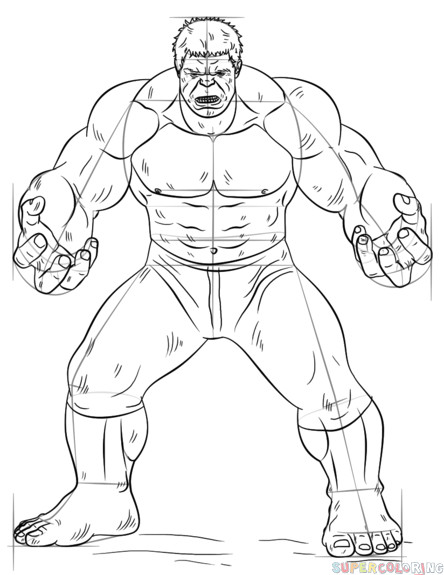 how to draw hulk step by step drawing tutorials for kids and beginners