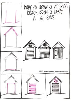 draw bathing boxes step by step they are also called beach huts and beach boxes