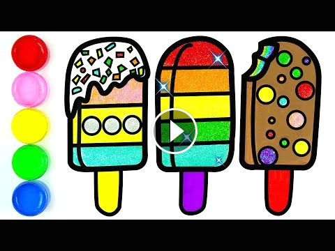 glitter ice creams popsicle drawing coloring pages learn colors for kids fun easy art learn