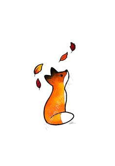 the fox and the leaves 5x7 print by audreymillerart on etsy 6 00 fall drawings