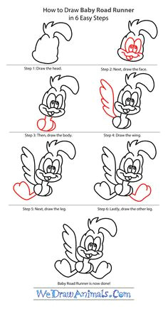 how to draw baby road runner from looney tunes step by step tutorial