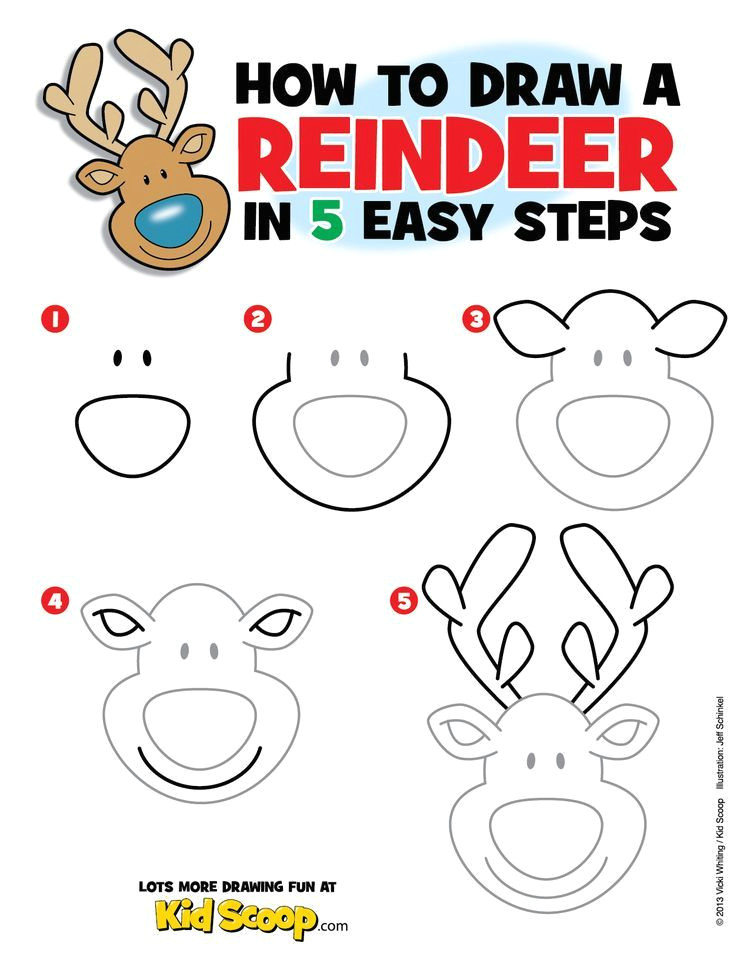 how to draw reindeer easy christmas