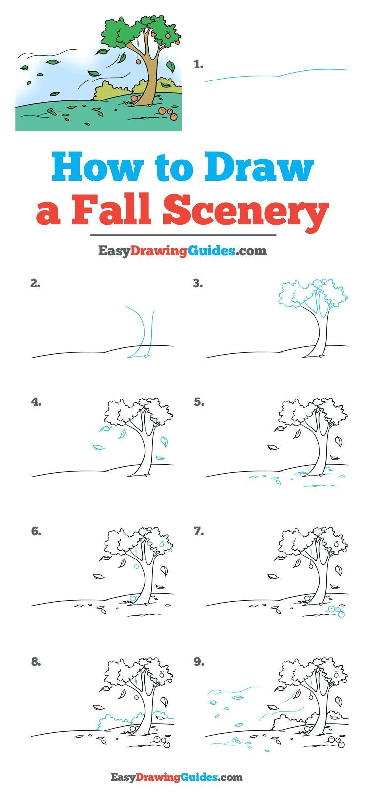 how to draw fall scenery really easy drawing tutorial rock egg shell painting decopauge drawings easy drawings drawing tutorials for kids