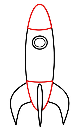 how to draw a cartoon rocket