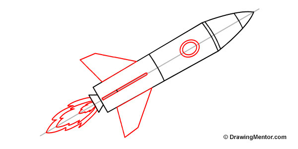 how to draw a rocket