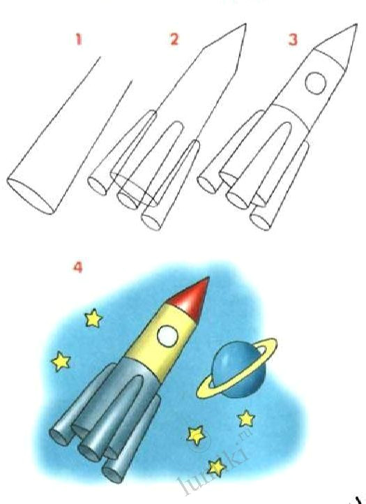 pictures for children to draw paint a rocket step by step drawing for kids