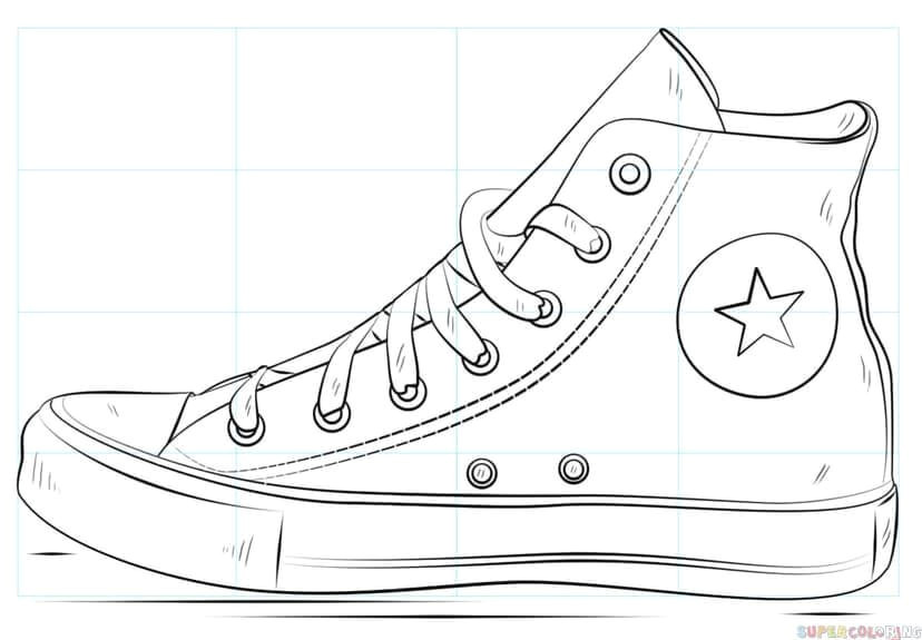 how to draw a converse shoe step by step drawing tutorials for kids and beginners artandcraftstepbystep