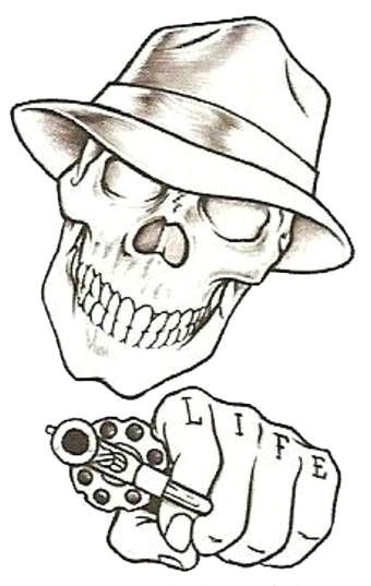 easy tattoo drawings beginners tattoo prison stick skull design