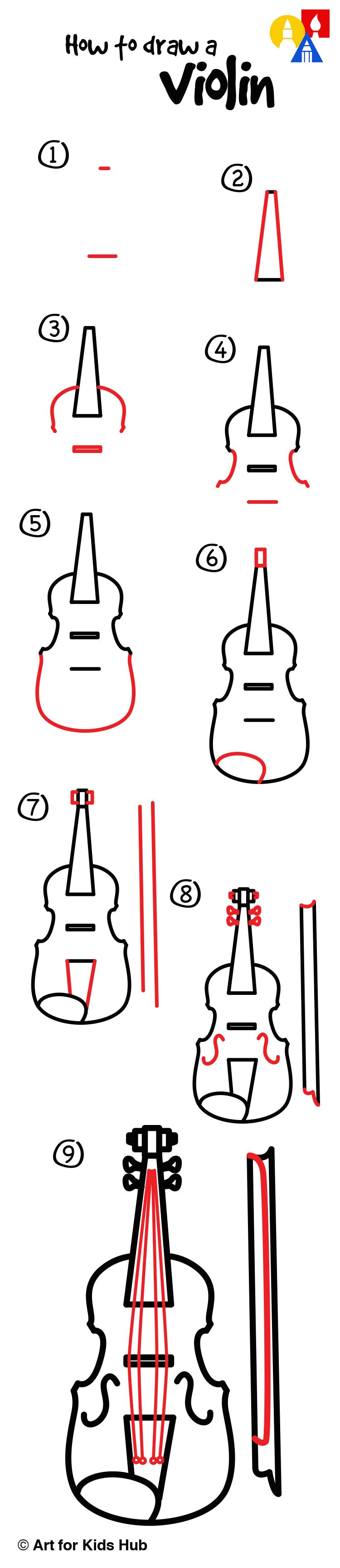 how to draw a violin