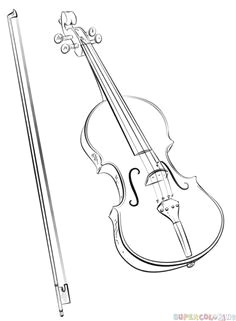 how to draw a violin and bow step by step drawing tutorials for kids and beginners