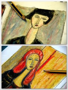 making modigliani style portraits with oil pastels baby oil oil pastels oil pastel