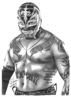 wwe rey mysterio pencil drawing