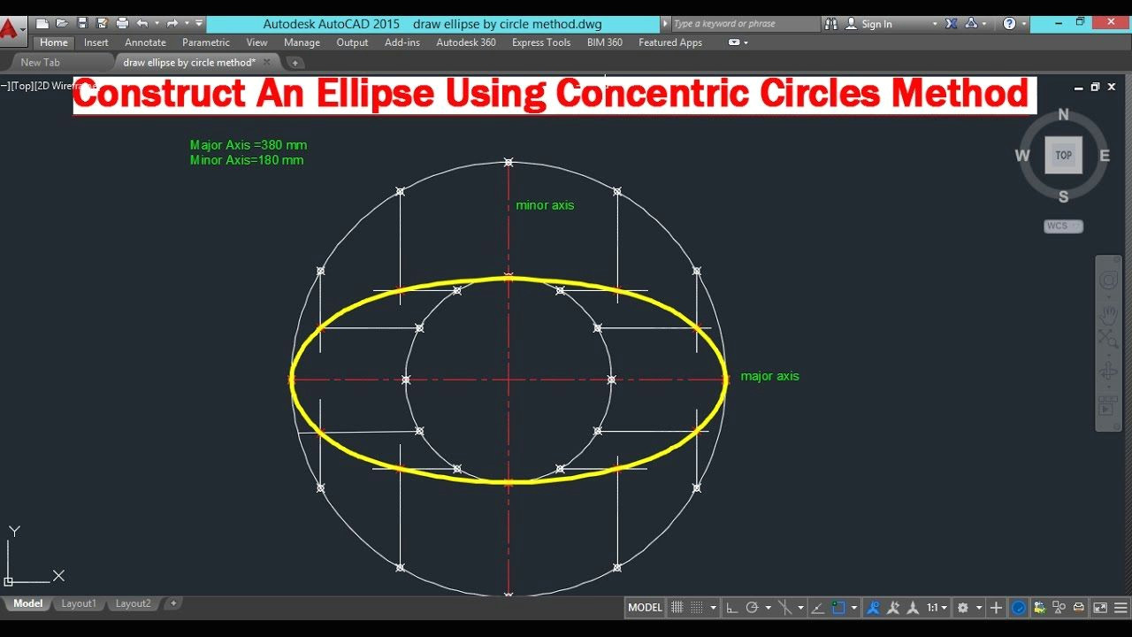 construct an ellipse using concentric circles method circles construction building