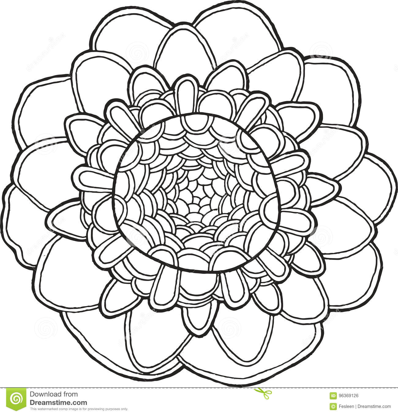 exotic flower mandala vector isolated element tropical floral detailed coloring page for adults hand drawn tribal boho and ethnic illustration in doodle