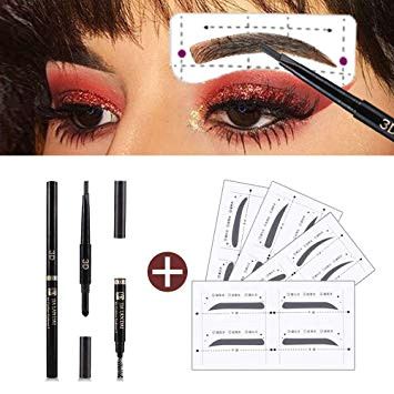 eyebrow stencil shaper with 3 in 1 eyebrow pencil powder brush long lasting waterproof brow