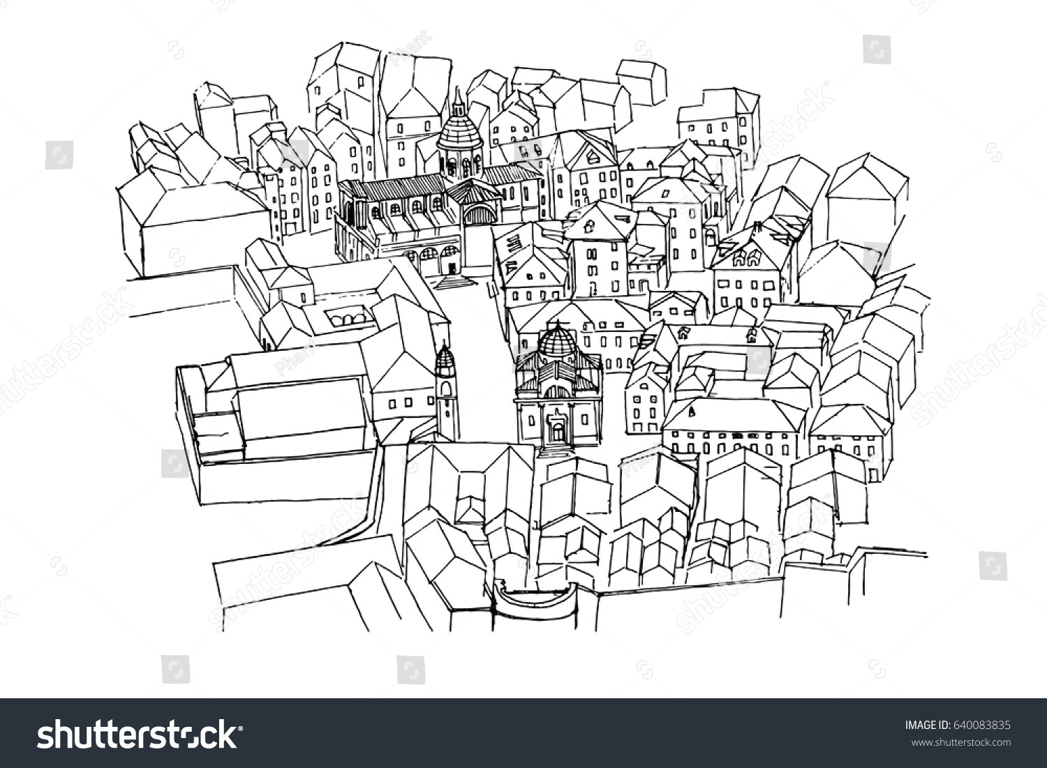 vector sketch of bird s eye view of old dubrovnik croatia