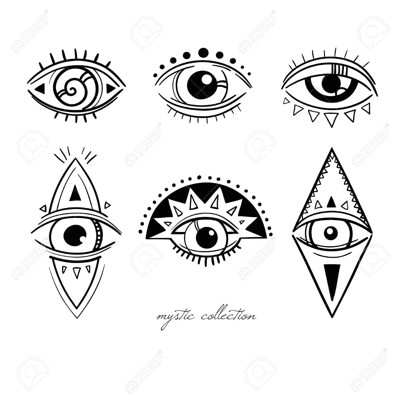 esoteric symbols with eyes vector mysterious signs with eyes vector illustration boho style