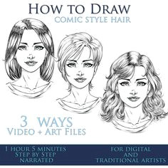 how to draw comic style hair 3 ways step by step