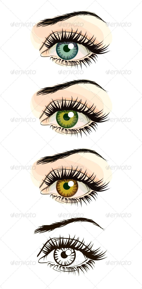 set of woman eye vectors in three color schemes and transparent sketch vector files are fully editable packadge includes ai file