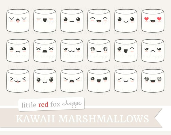 kawaii marshmallow clipart kawaii clip art expression happy sad cute face eyes dessert set icon dig