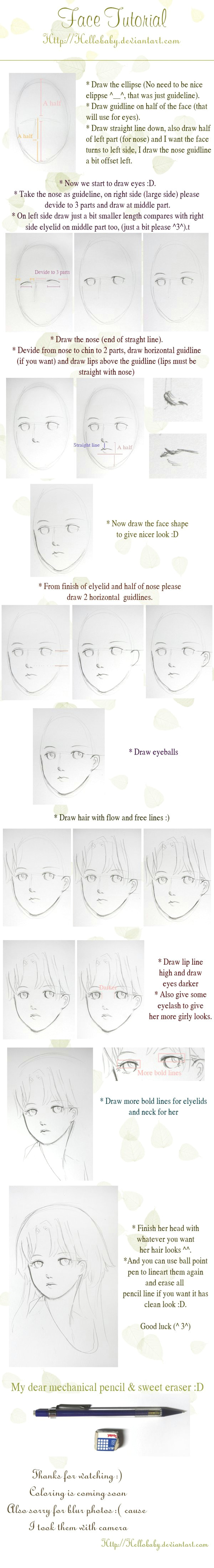 face tutorial by hellobaby on deviantart how to draw anime face reference
