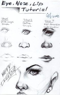 how to draw eyes nose and mouth