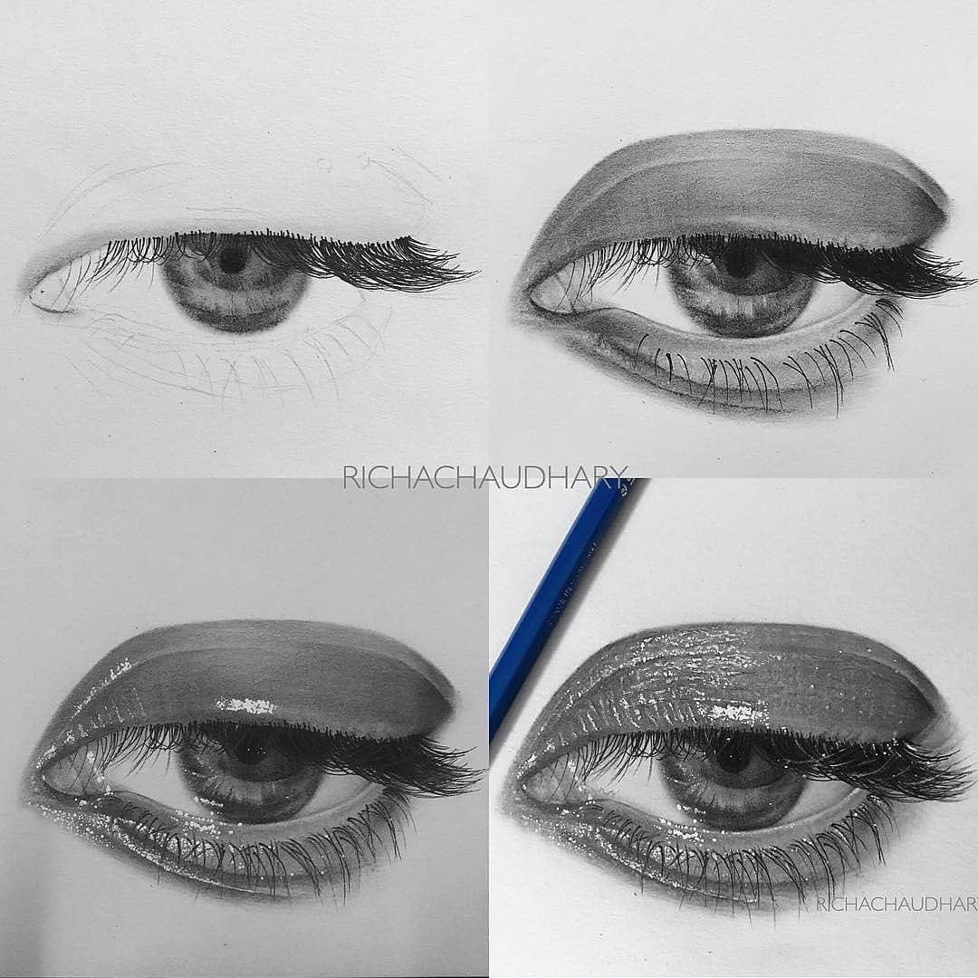 realistic eye drawing with detailed progression great reference and reminder of what the eyes should look like
