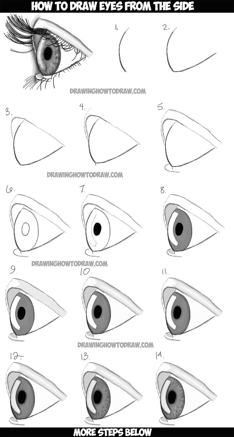 how to draw eyes from side view