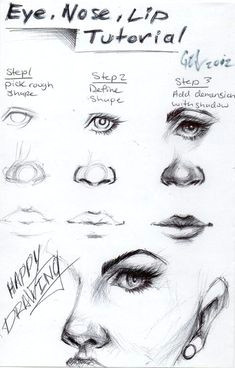 how to draw lips eyes and nose