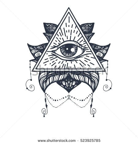 vintage all seeing eye in mandala lotus providence magic symbol for print tattoo coloring book fabric t shirt cloth in boho style