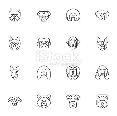 dogs head icons set 2