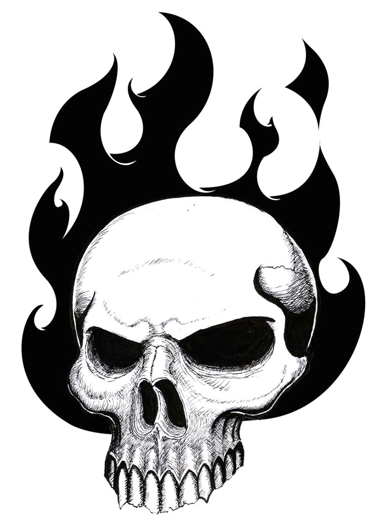 flaming skull drawings newtattoodesigns