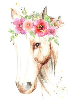 flowers horses artwork