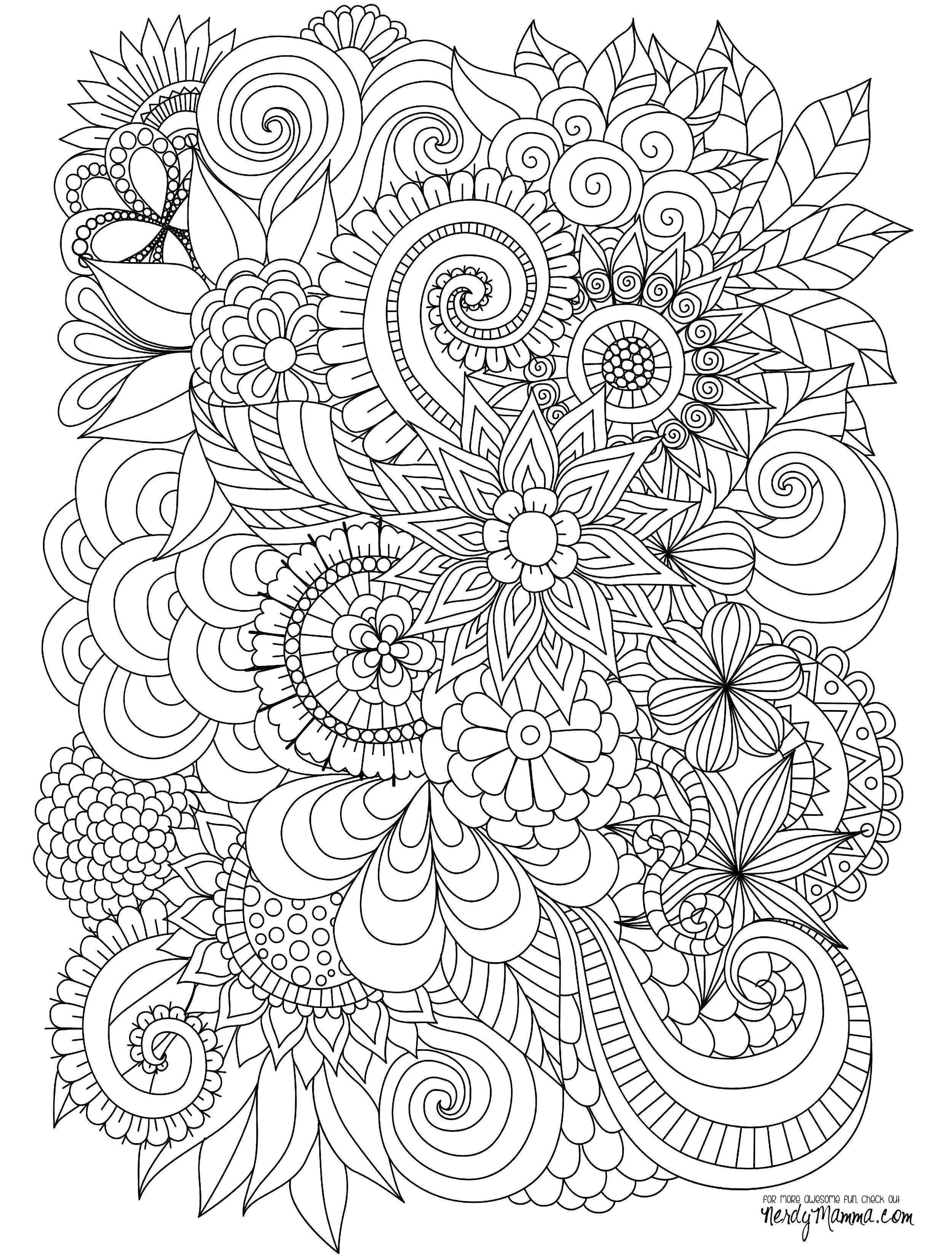 Drawing Flowers and Colours Flowers Abstract Coloring Pages Colouring Adult Detailed Advanced
