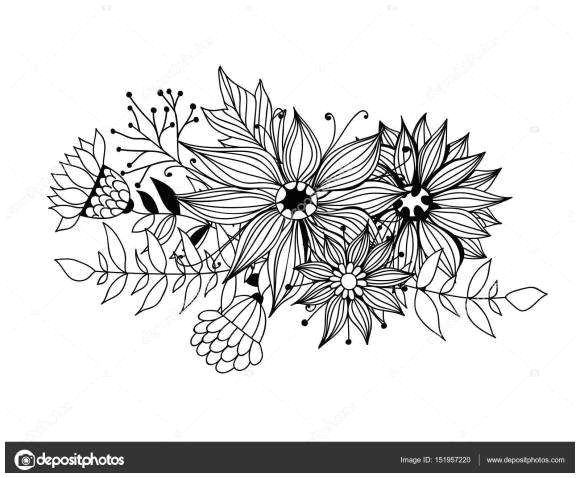 drawing flowers step by step for beginners new feuilles et fleurs de doodle bouquet od