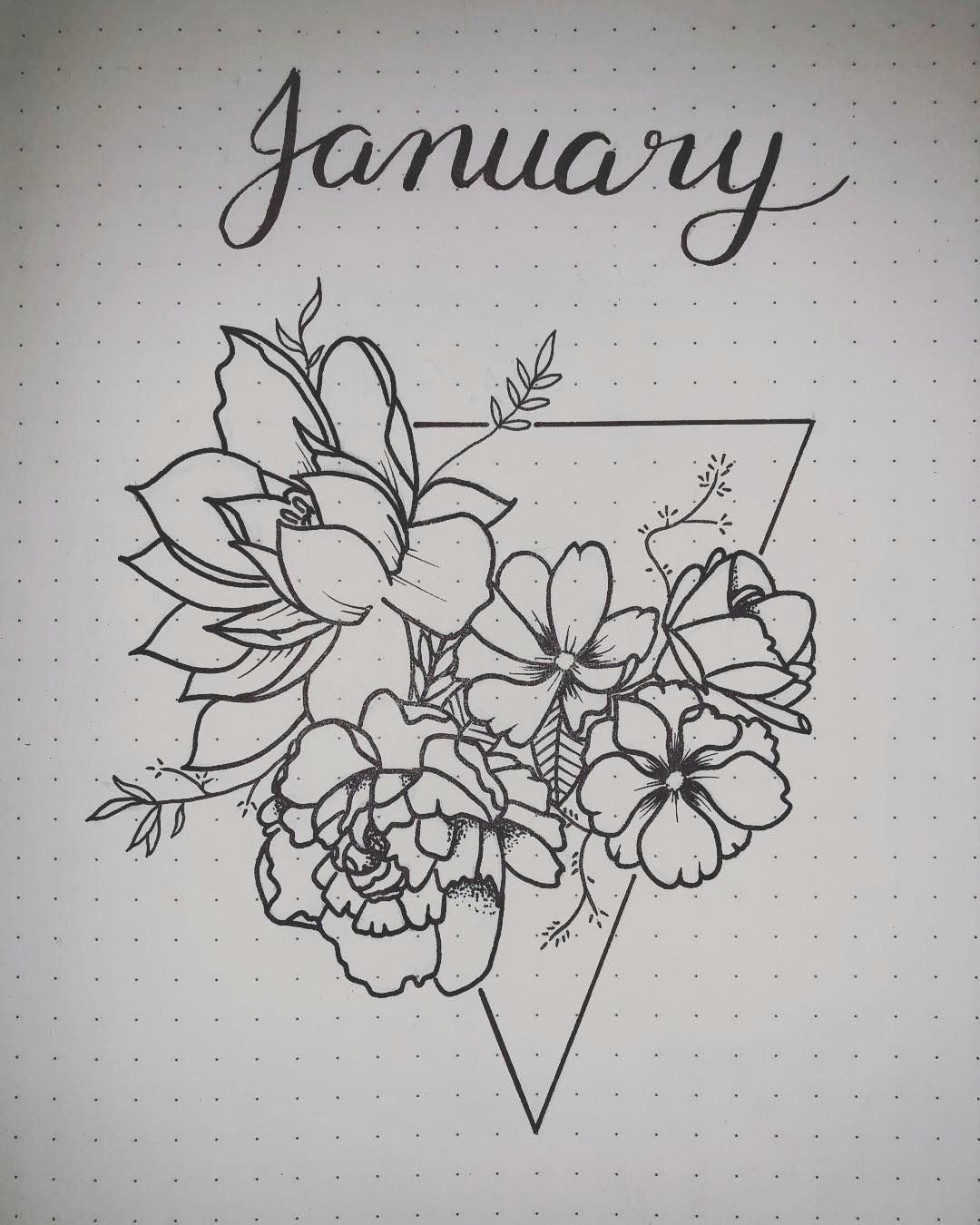 bullet journal monthly cover page flower drawings jayy tee