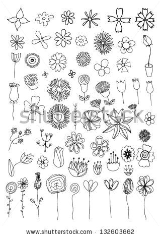 set of flower doodles by orfeev via shutterstock