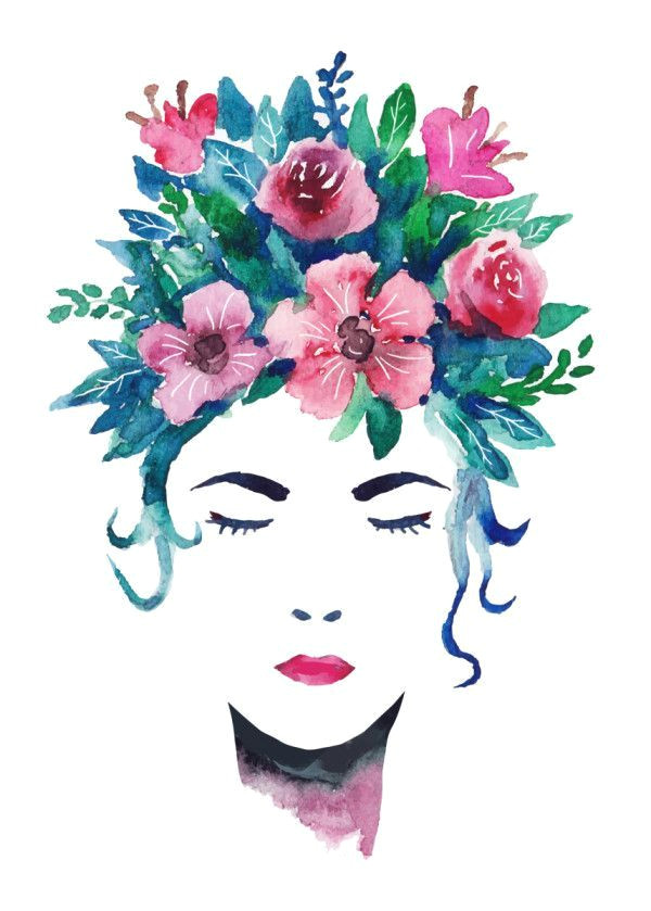 displate poster face me face women floral flower vintage retro