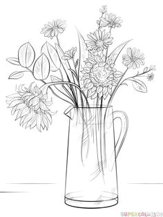 how to draw a bouquet of flowers step by step drawing tutorials for kids and
