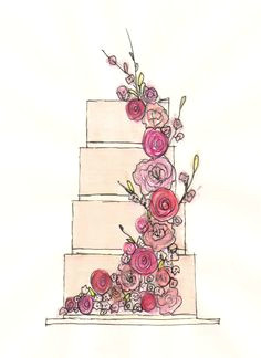 Drawing Flowers On Cake 31 Best Wedding Cake Sketches Images Cake Sketch Wedding Cake