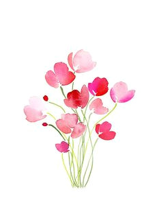 tulipanes rosas floral watercolor simple watercolor flowers watercolor cards watercolor paintings art