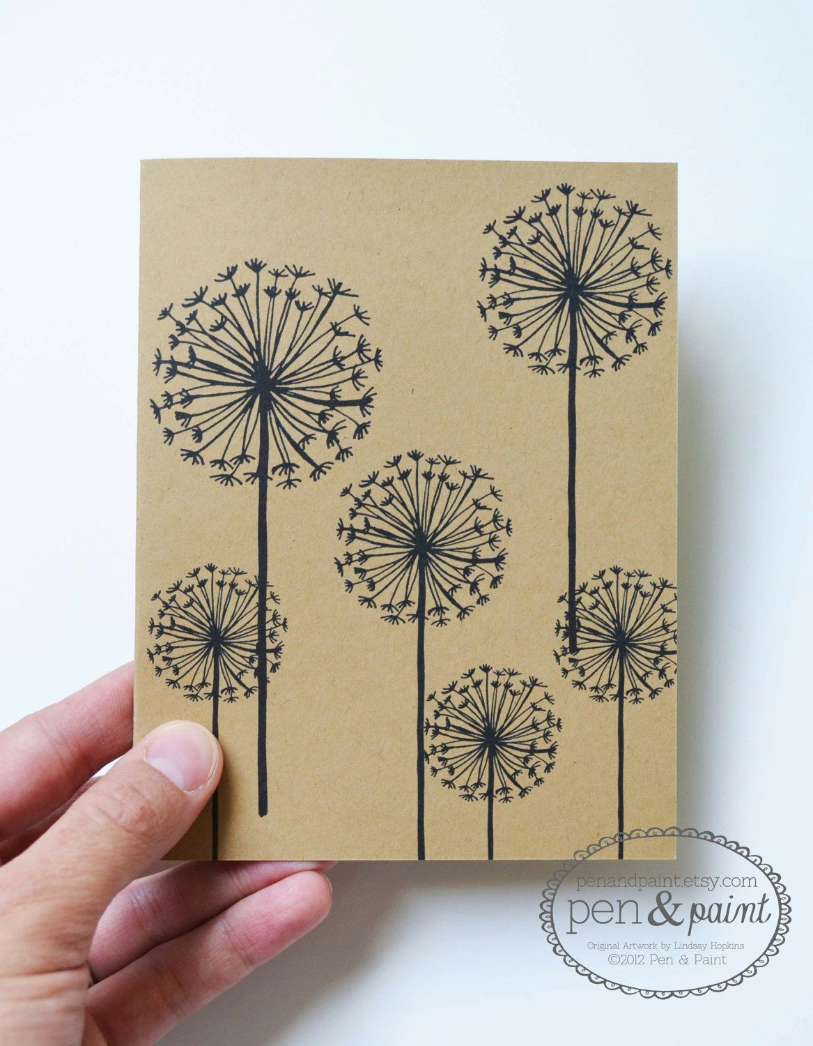 dandelion hand drawn illustration flowers floral notecards greeting cards 10 00 via etsy